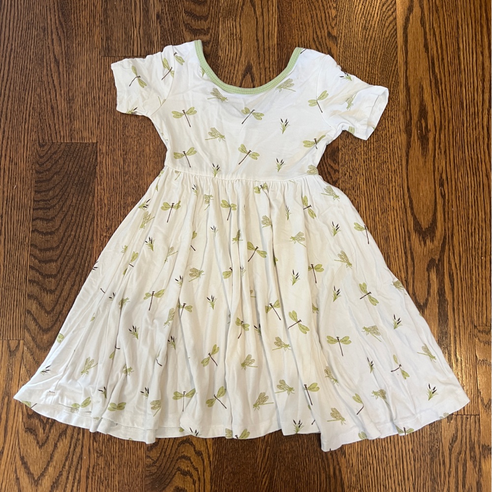Kyte BABY White Twirl Dress - Dragonfly Print